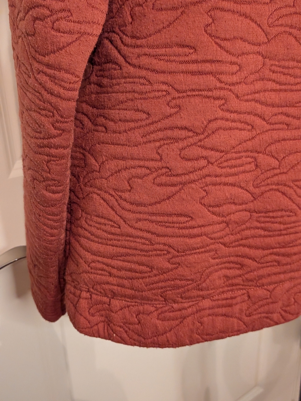 Burnt Orange Quarter-Zip Textured Pullover Sweatshirt - Picture 4 of 5